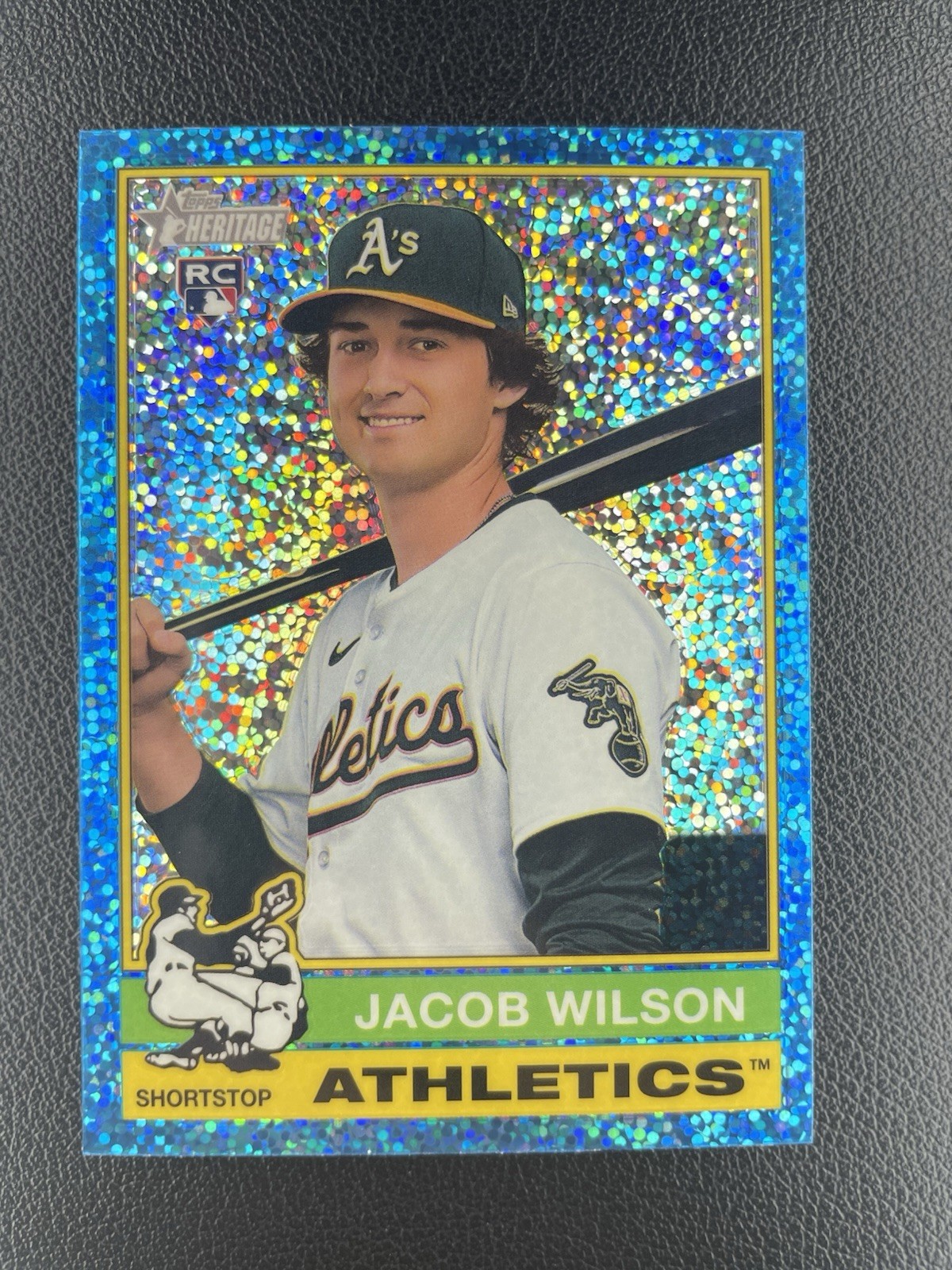2025 Topps Heritage Jacob Wilson #15 Light Blue Sparkle Refractor (RC) Athletics