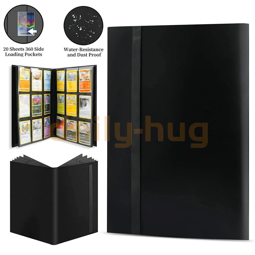 360 Card Pocket Binder with Elastic 9 Pocket Trading Cards Album Folder, Black