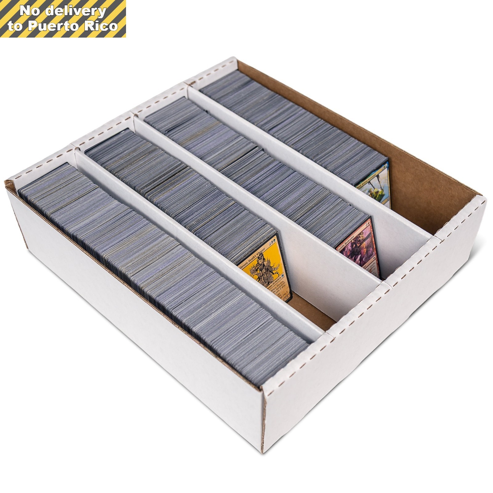 Trading Card Storage Box – 3200ct Capacity, White Cardboard Divided Organizer