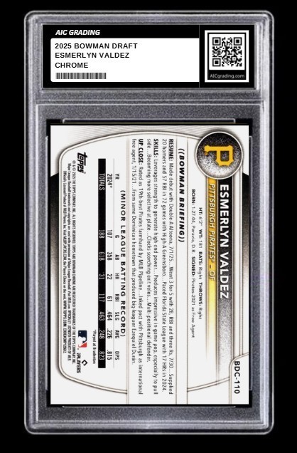 2025 Esmerlyn Valdez 1st Bowman Chrome Draft Rookie Card #BDC-110 Graded 10