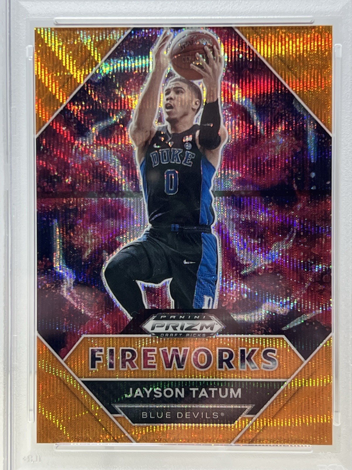 Panini Prizm Draft Picks Fireworks Orange Jayson Tatum #19 PSA 10 68/75