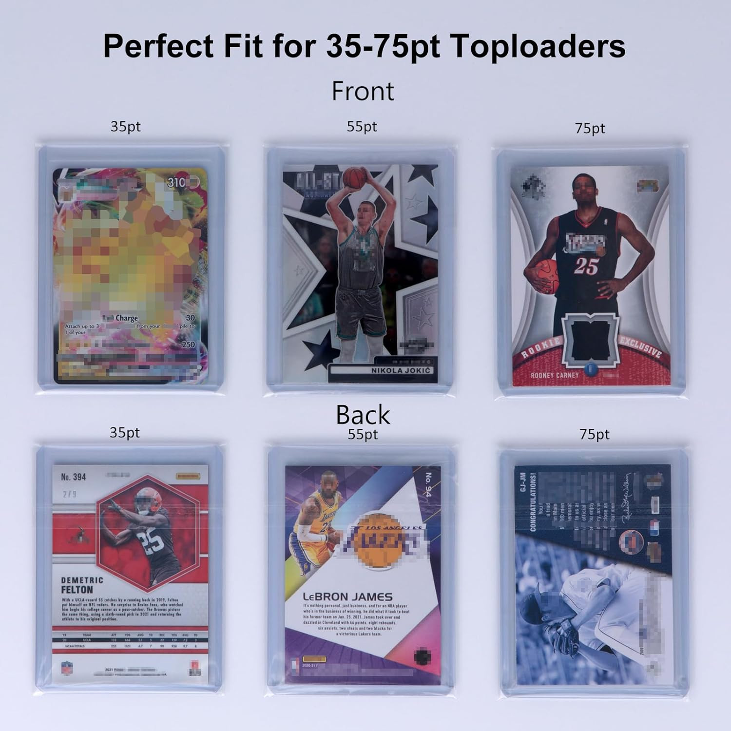 Toploader Sleeves – Resealable Team Bags for 35-75PT Top Loader Cards …