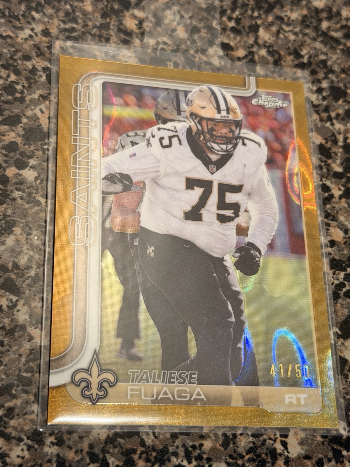 2024 Topps Chrome Taliese Fuaga Gold Refractor #219 New Orleans Saints NFL /50