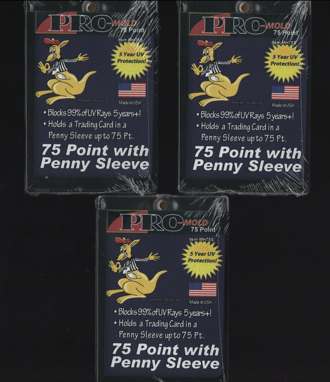 (3) Pro-Mold 75pt Sleeved Card Size Magnetic Card Holder For Cards In Sleeves