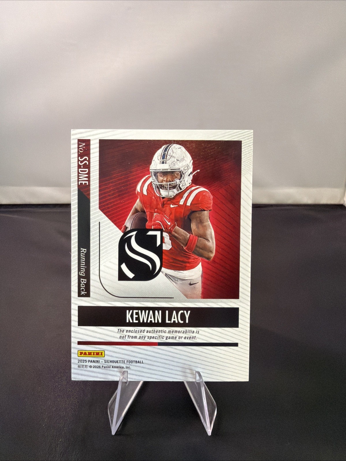 2025 Panini Silhouette Kewan Lacy RC Patch /25 SSP #SS-DME Ole Miss Rebels