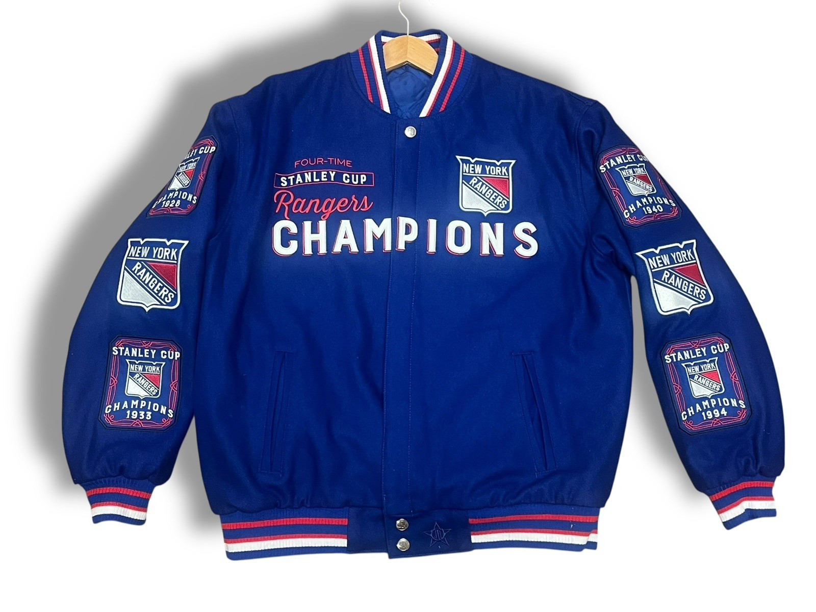 NHL New York Rangers JH Design Wool Reversible Jacket With Embroidered