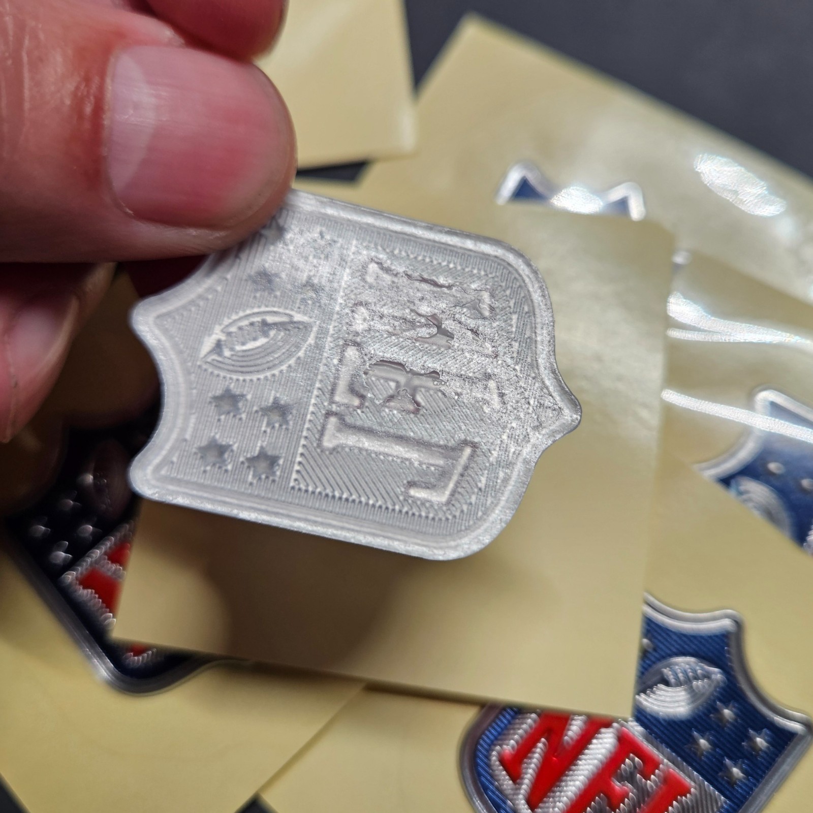 1 Silver NFL Shield MVP Iron On Plastic Jersey Patch, limited time, New