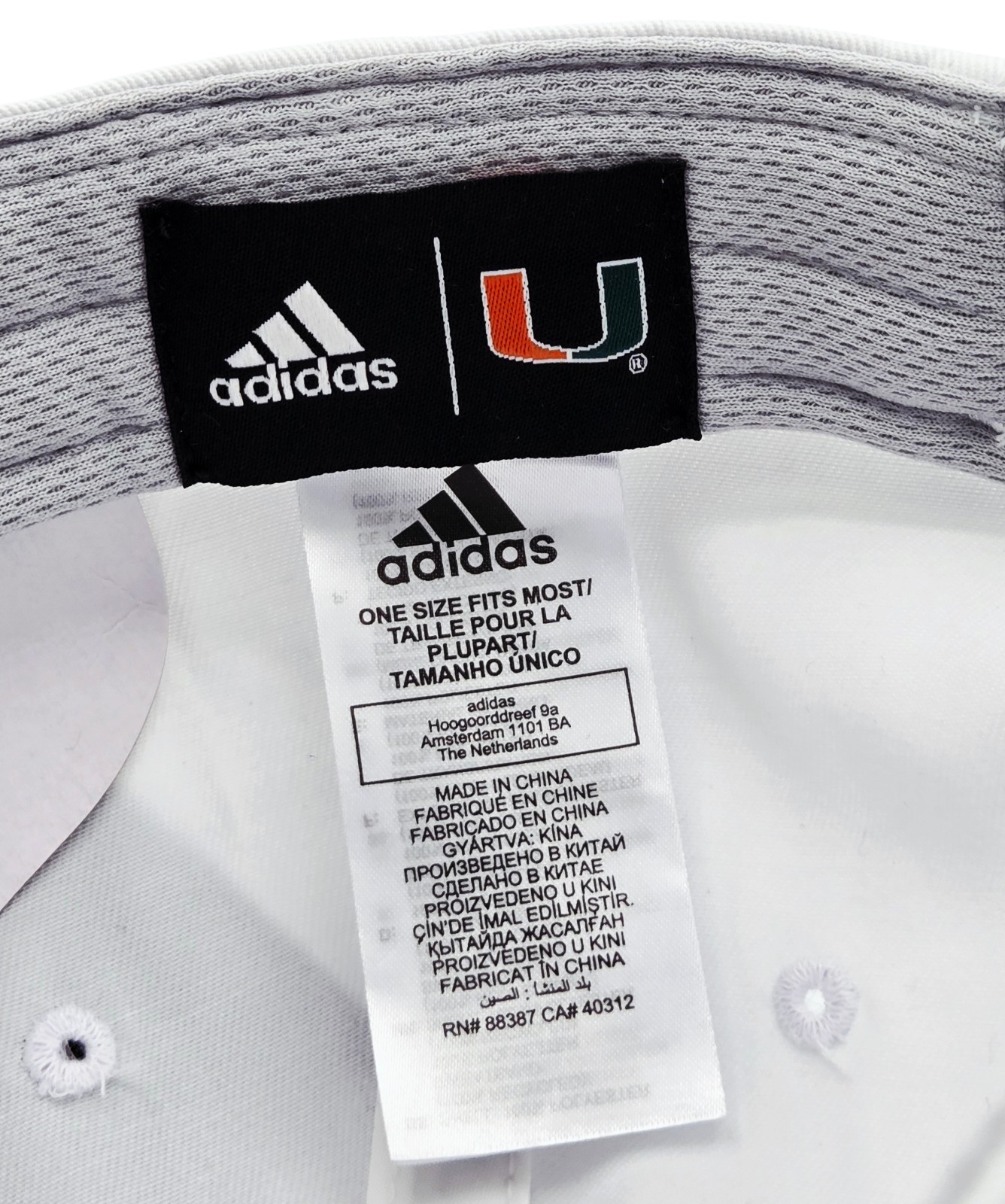 Miami Hurricanes Adidas Locker Room Slouch White Relaxed-Fit Strapback Hat Cap