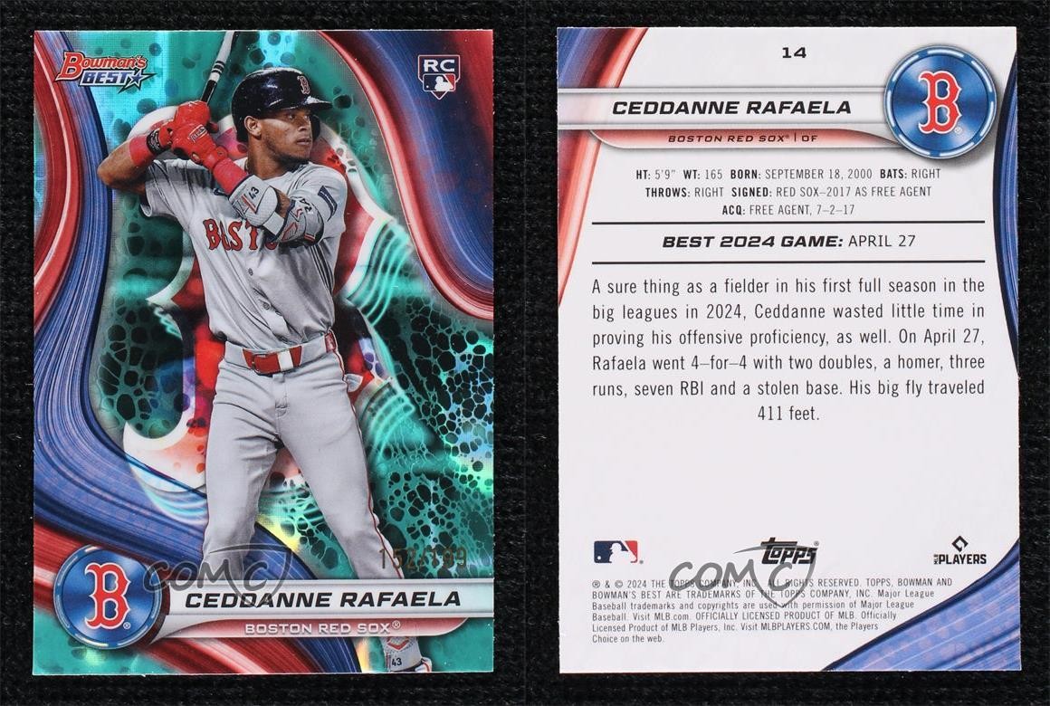 2024 Bowman’s Best Aqua Lava Refractor /199 Ceddanne Rafaela #14 Rookie RC 14sr
