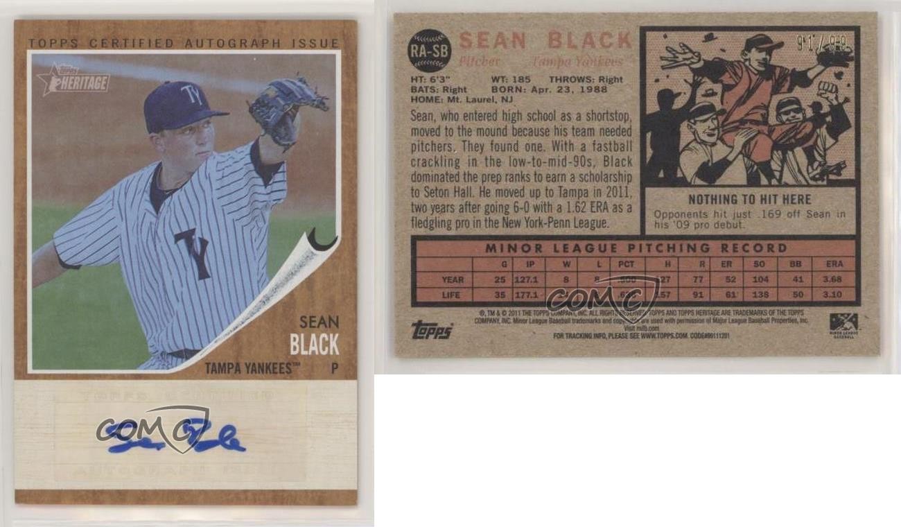2011 Heritage Minor League Edition Real One Blue Tint 91/99 Sean Black Auto 0c2