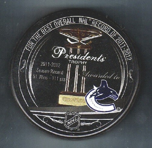 2012 VANCOUVER CANUCKS PRESIDENTS CUP TROPHY SOUVENIR PUCK – #7L_#3L