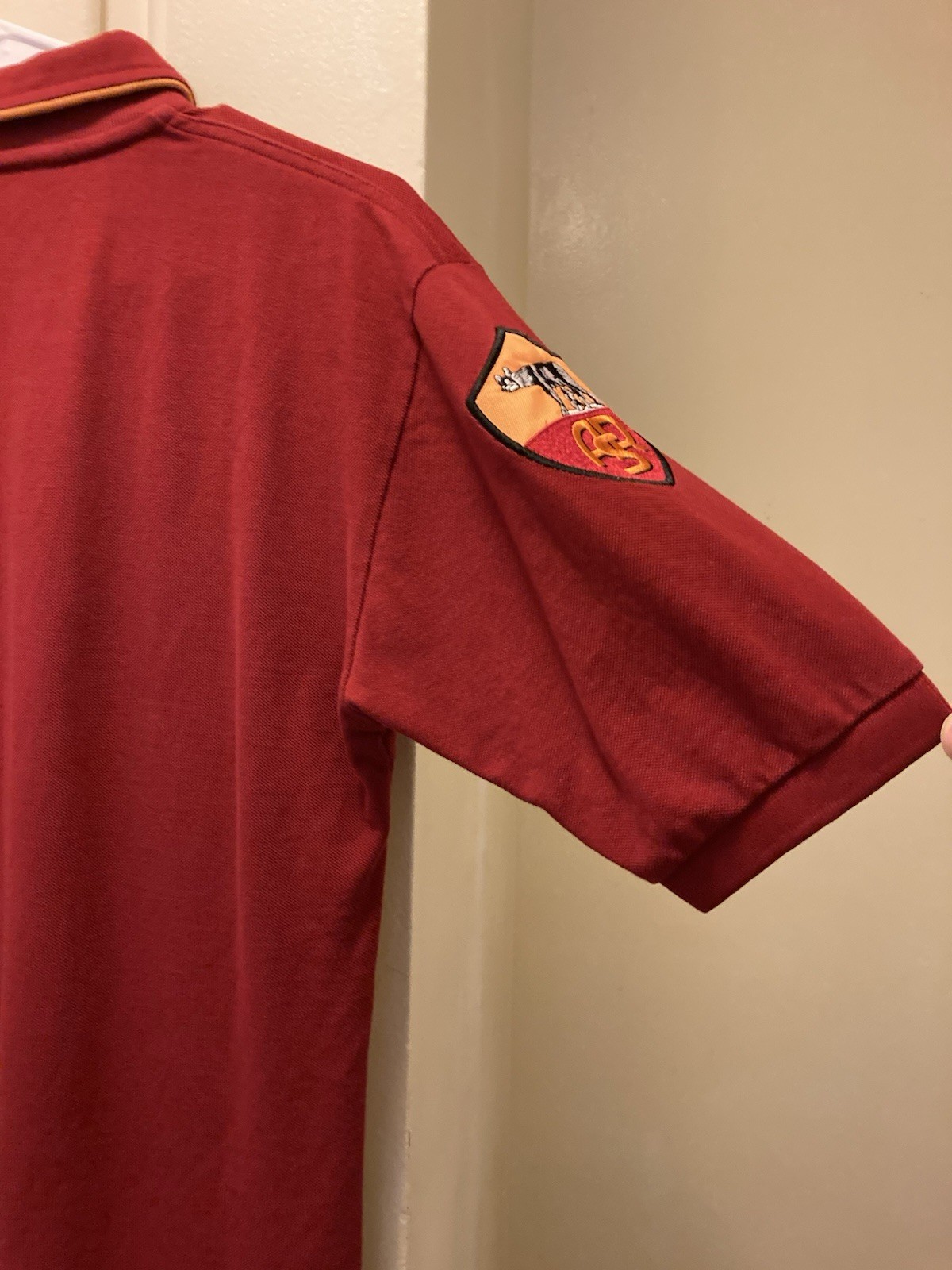 Kappa AS Roma Italy Italia Calcio Polo Shirt Mens Size M Red Slim Fit