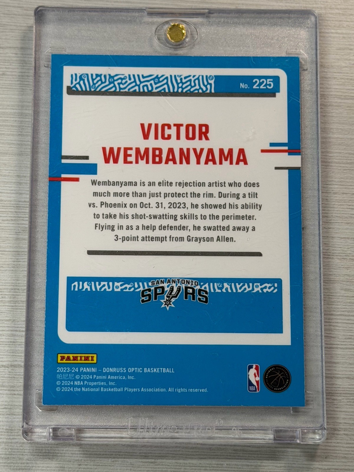 2023-24 Panini Donruss Optic – Rated Rookie Victor Wembanyama #225 (RC)