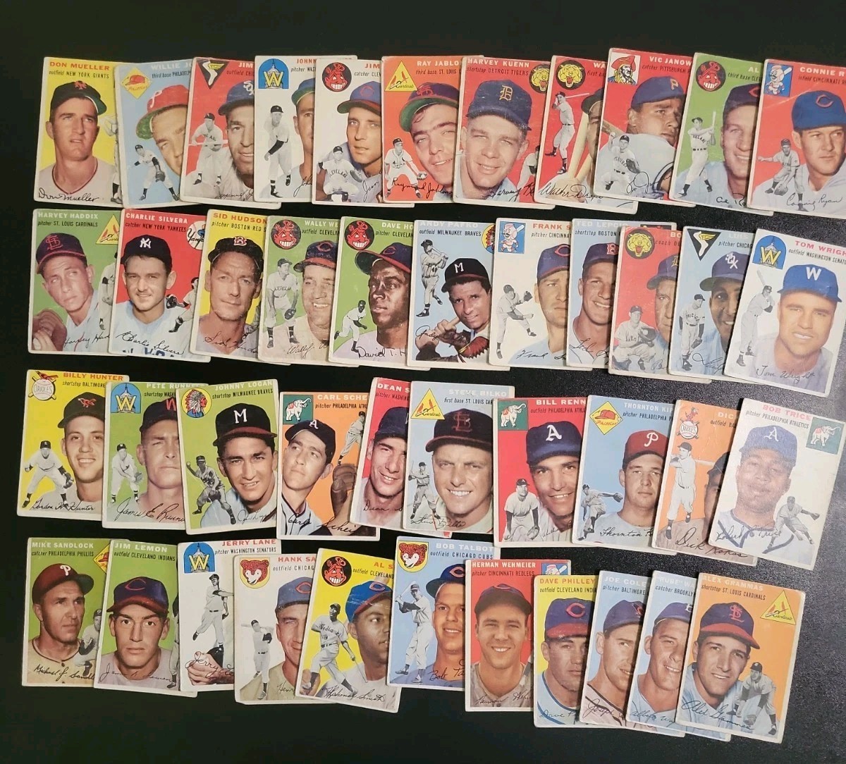 1954 Topps Baseball Card Lot – 43 Different Cards – W/ Hank Sauer and Gene Smith