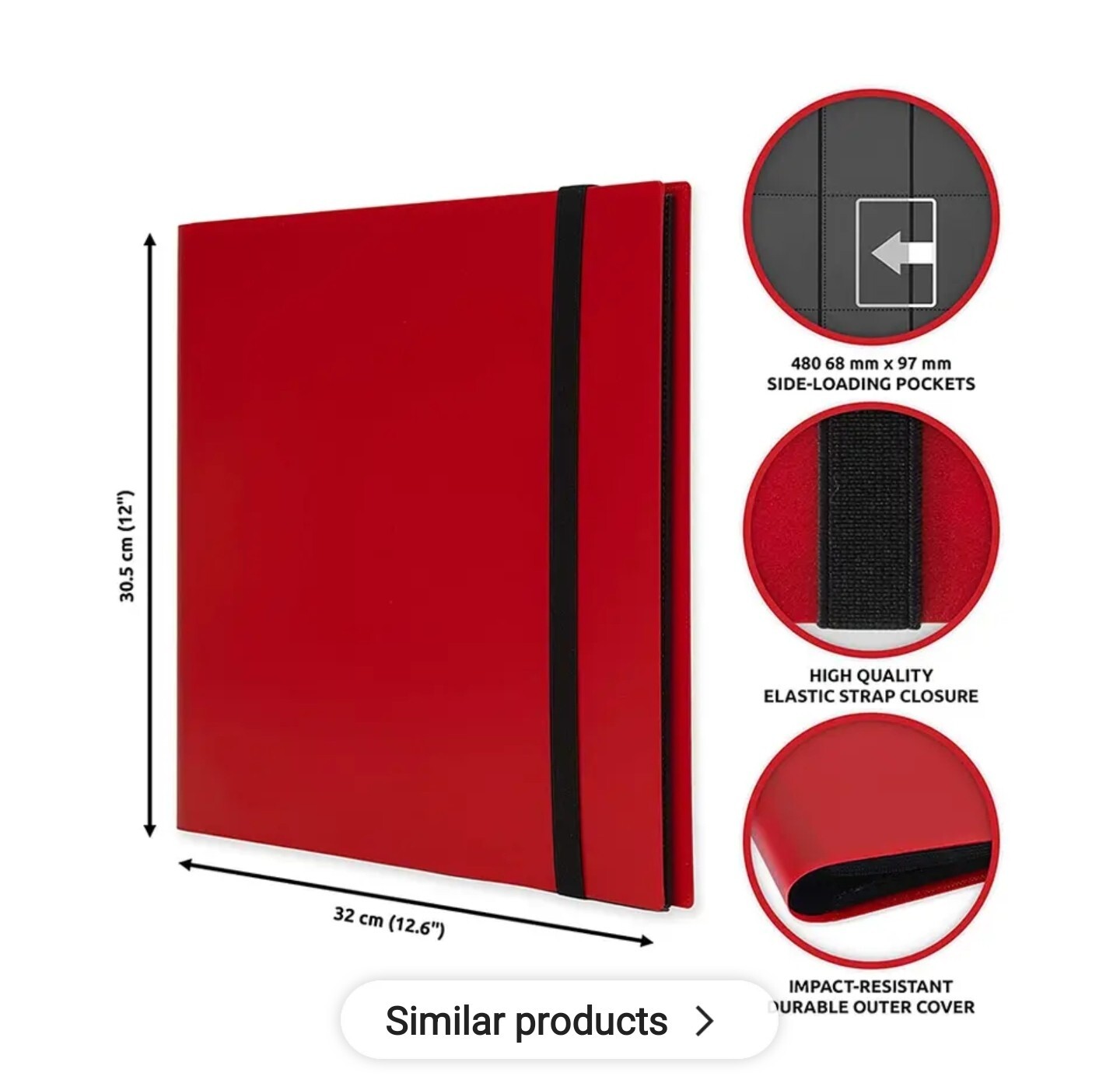 12 Pocket Master Set 480 Card Binder Elastic Trading Cards Folder Pokemon | Red