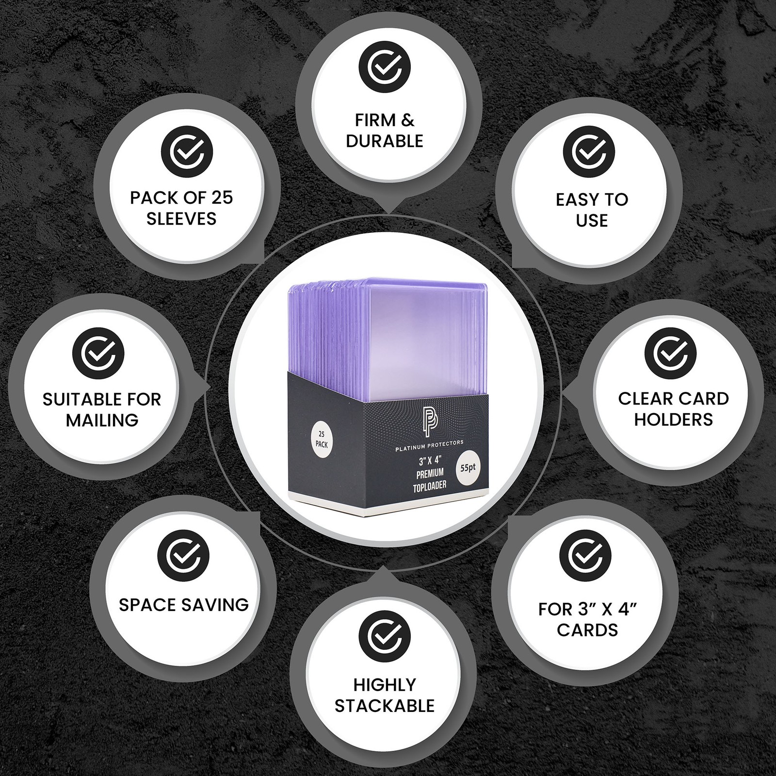 1000 – 55pt Top Loaders Full Case of Platinum Protectors Premium 55 Toploaders