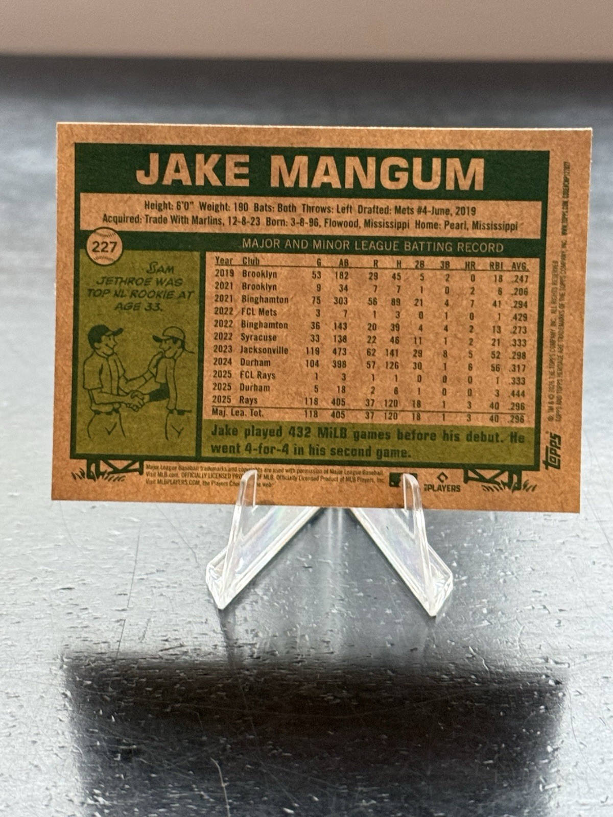 2025 Topps Heritage JAKE MANGUM Chrome Blue Refractor Rookie Card /150 #693 Rays