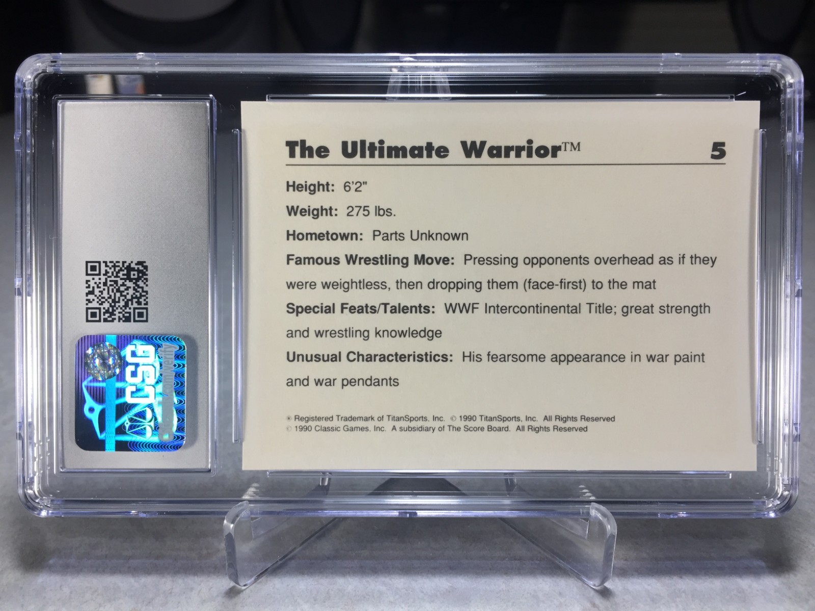 1990 Classic WWF The Ultimate Warrior #5 – CSG 9.5 **Wrong Year Listed On Slab