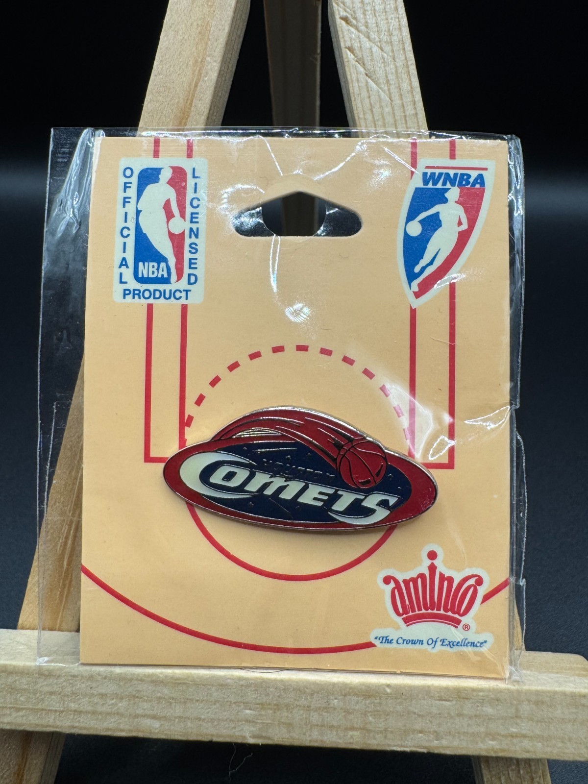 Houston Comets Logo Pin WNBA Aminco Official Licensed Product NOS Sealed Rare
