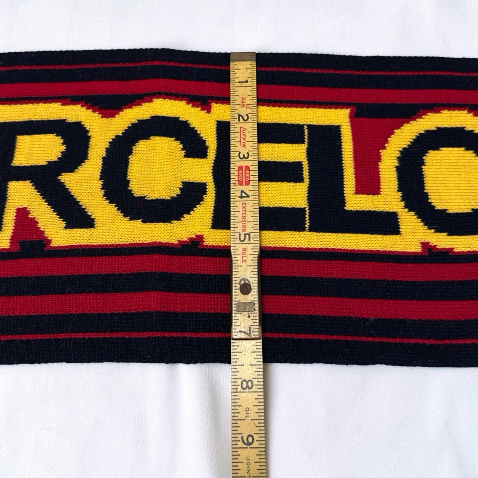 FC Barcelona Scarf Soccer Football Acrylic Knit Fringe Red Blue Yellow 7.5x 67