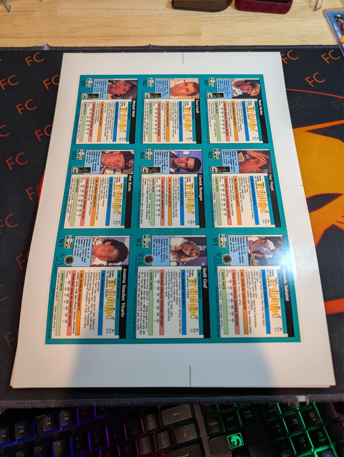 RARE..1992 Netpro Tour Stars Tennis Card Prototype Set (9) Lendl, Becker, Graf +