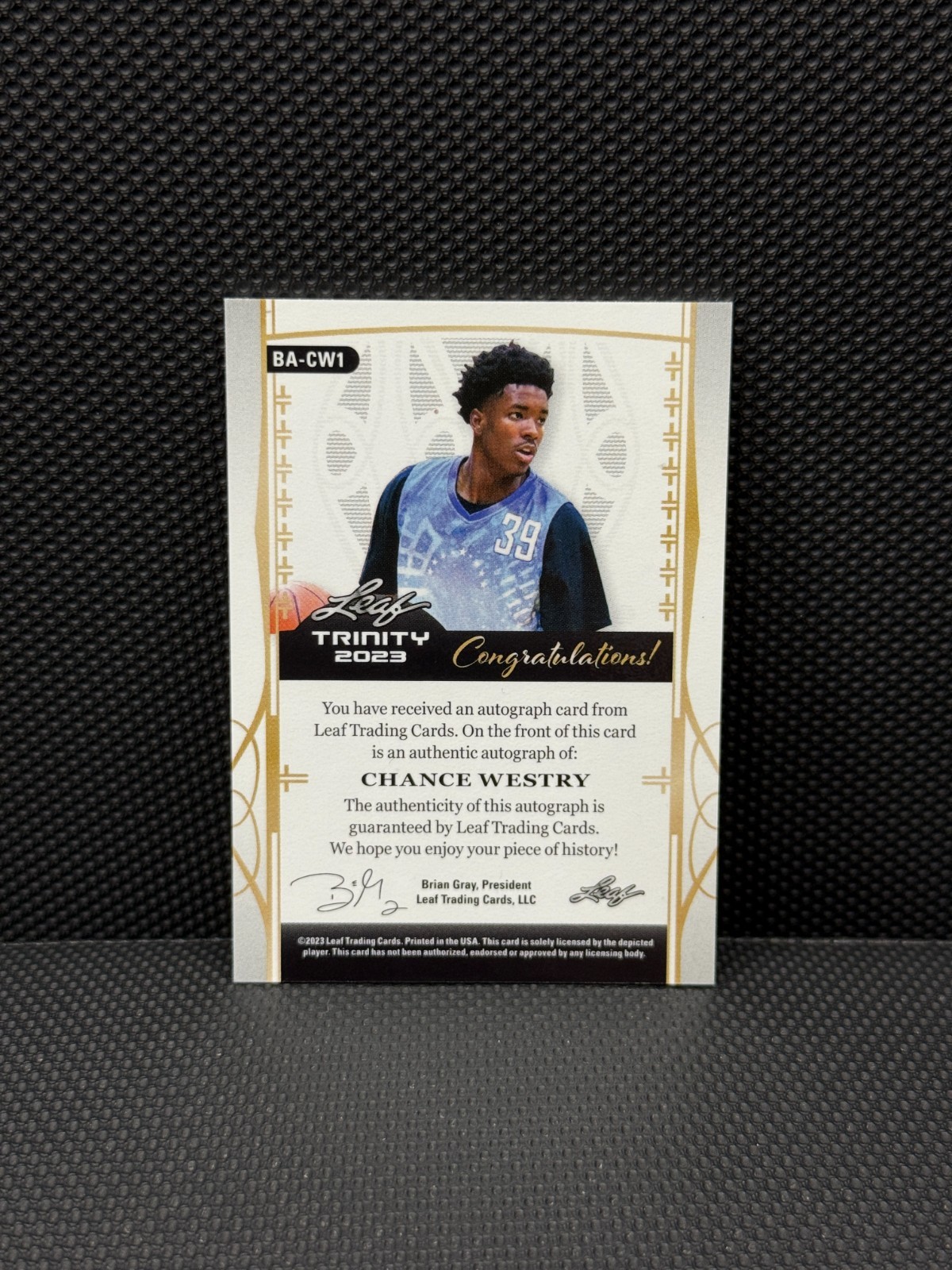 2022 Leaf Trinity Chance Westry 1/30 Blue RC Auto #BA-CW1 1st On Print