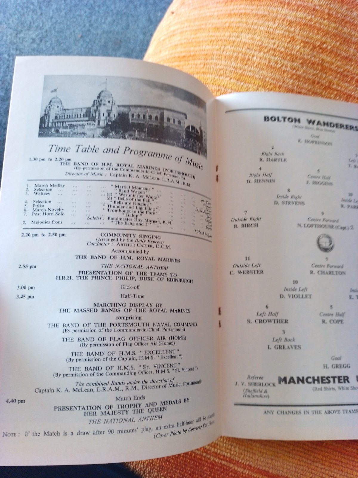 BOLTON v MANCHESTER UNITED 1958 FA CUP FINAL Reproduction PROGRAMME (1)