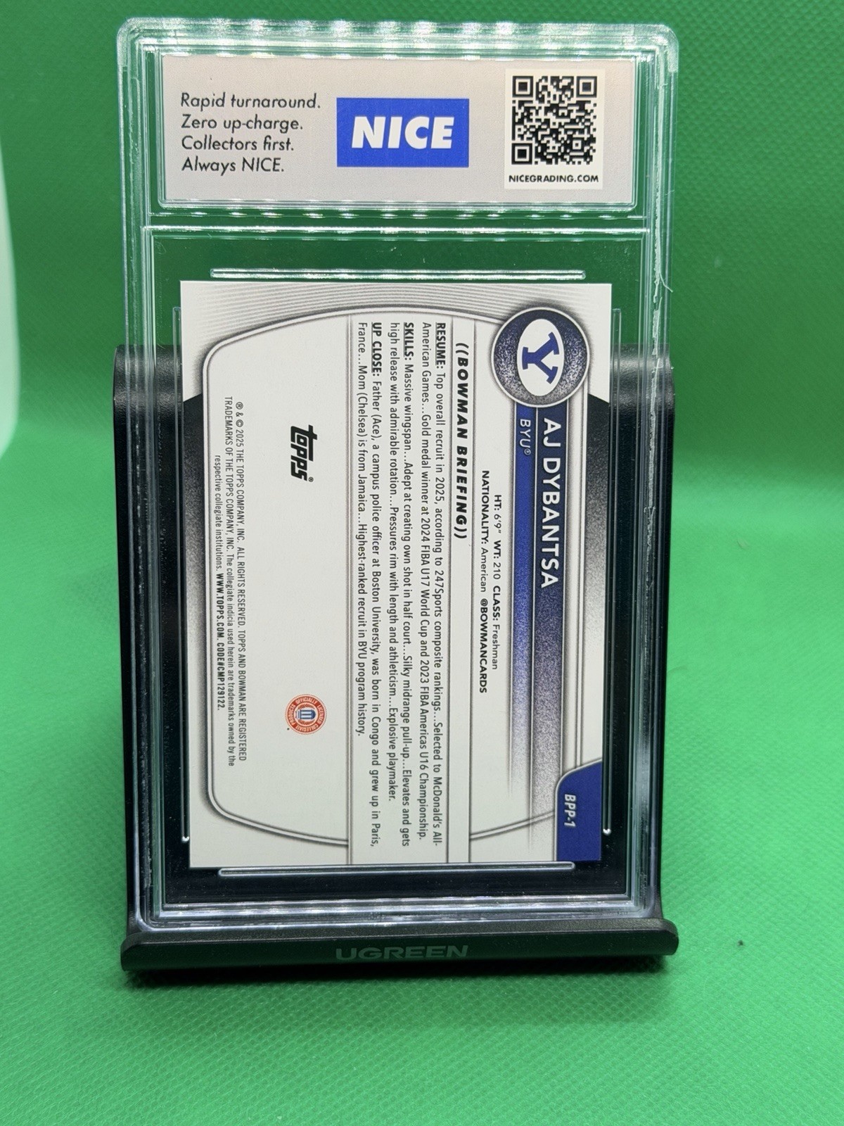Topps Bowman U AJ Dybantsa BYU Cougars 1st Edition Prospects Basketball Card