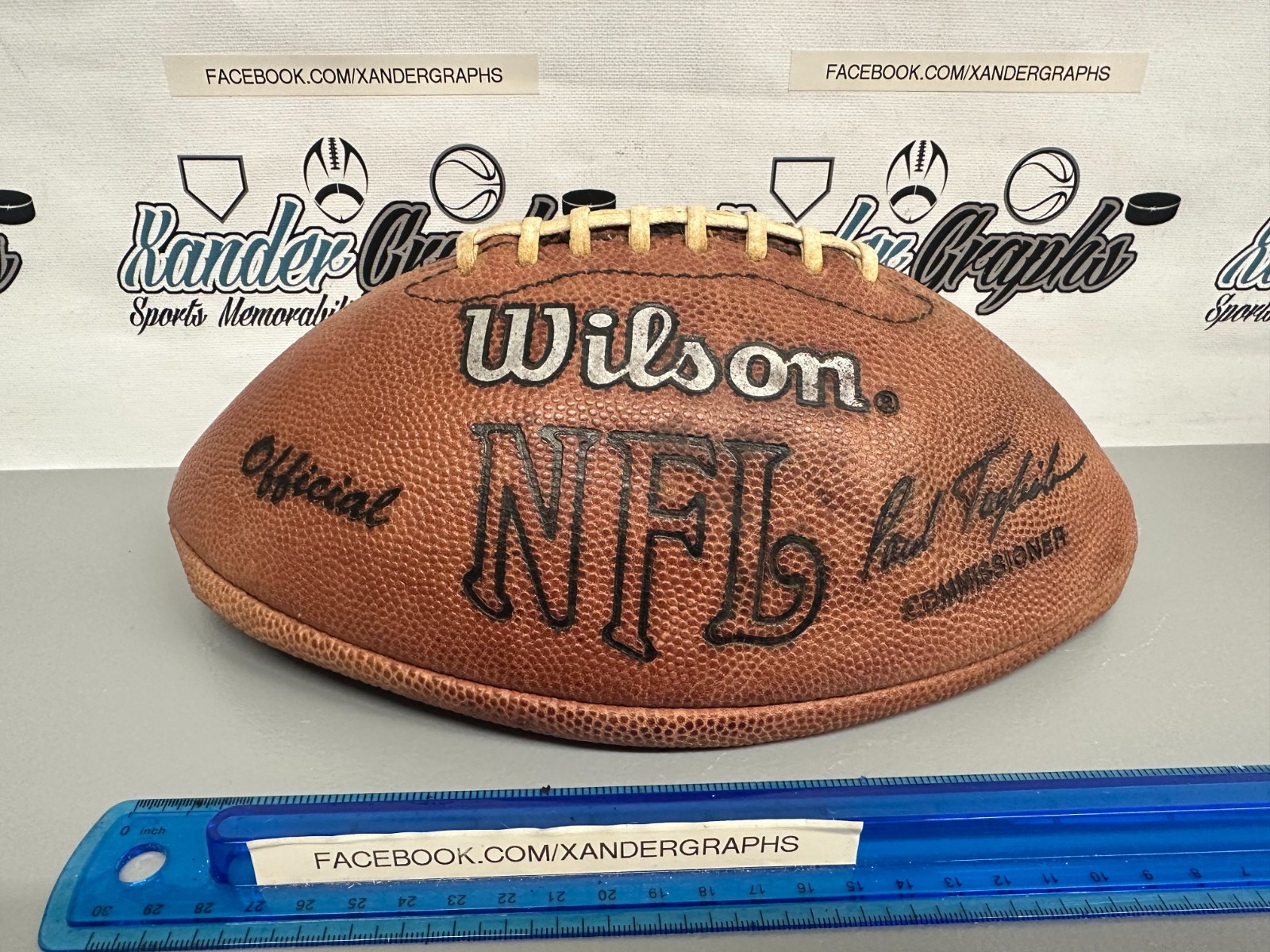 OFFICIAL WILSON NFL AFC NFC LEATHER GAME FOOTBALL BALL WITH 4 UNKNOWN AUTOGRAPHS
