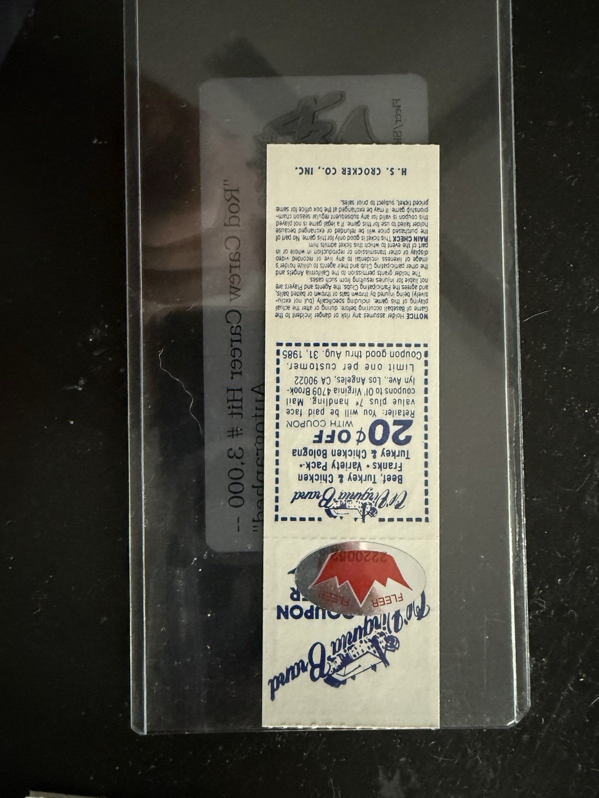 Rod Cerew #3000 Hit Game Autograph Ticket