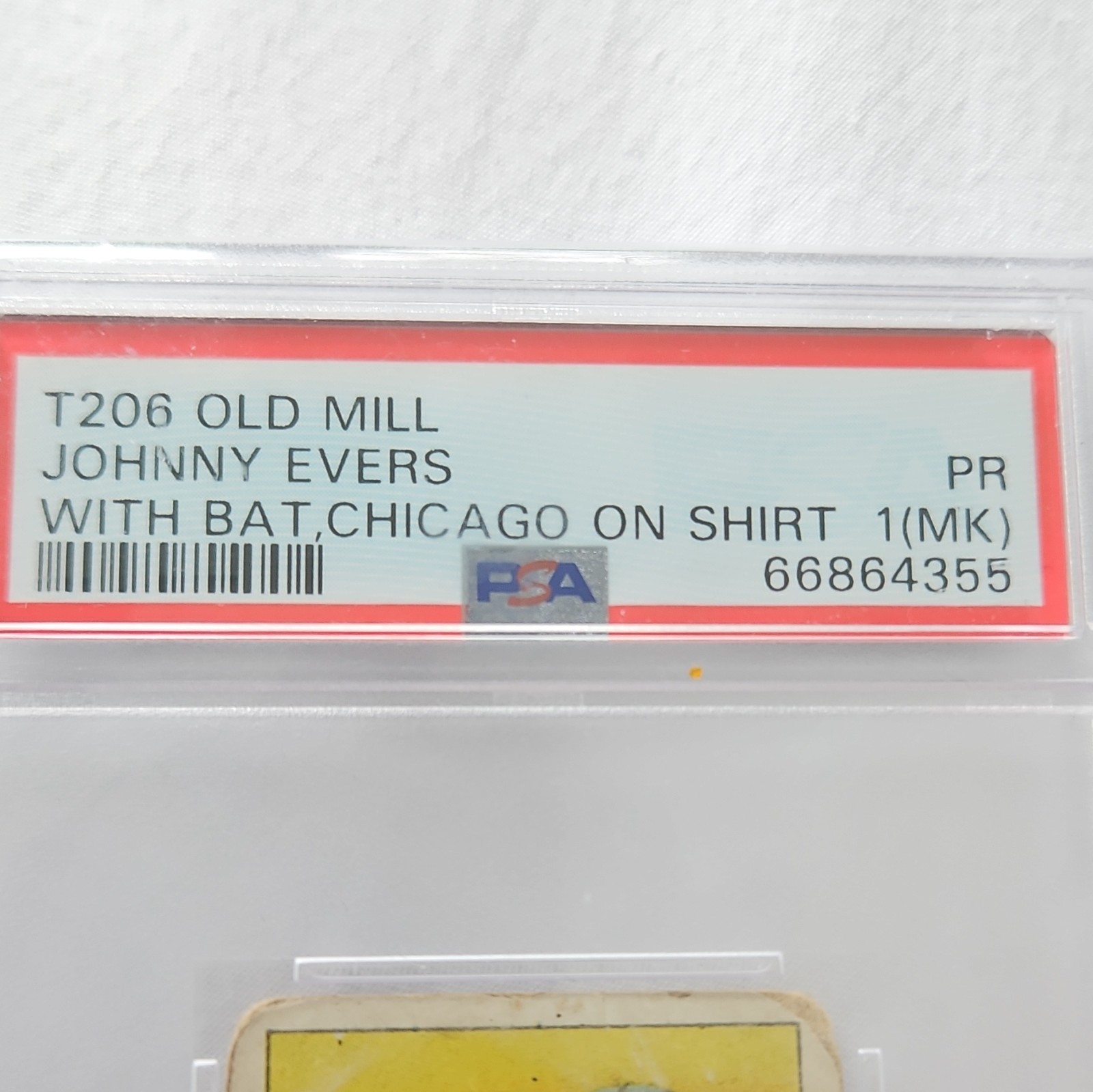 1909-11 T206 **RARE Old Mill** Johnny Evers Holding Bat Chicago Cubs PSA 1 MK