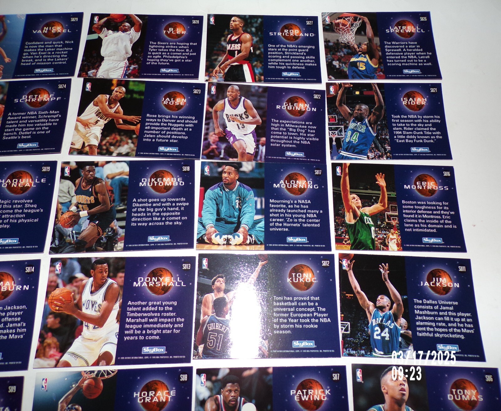 1994-95 Skybox Basketball Card Slammin Universe Complete Insert Set 1-30 Shaq