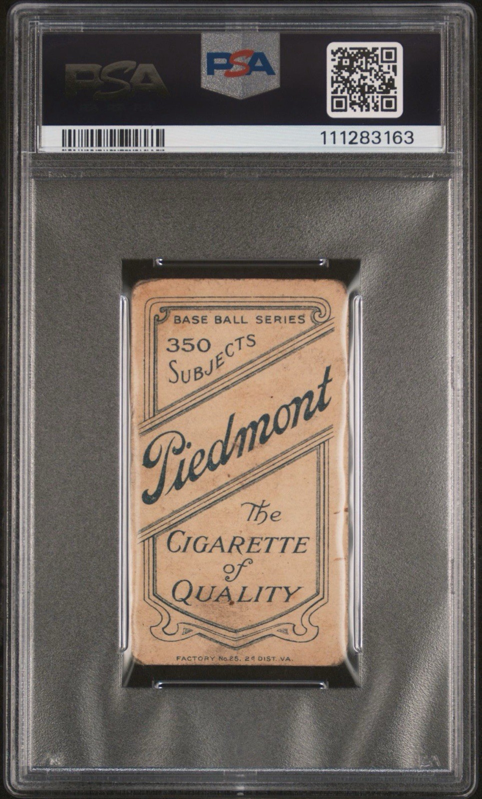 CENTERED – Eddie Collins T206 Piedmont 350 – PSA 1 (MC) – NEW GRADE – HOF