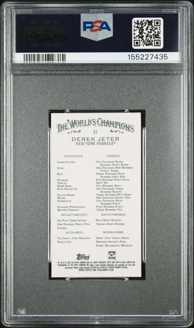 2025 Topps Allen & Ginter Mini Black Border #21 Derek Jeter Yankees PSA 10