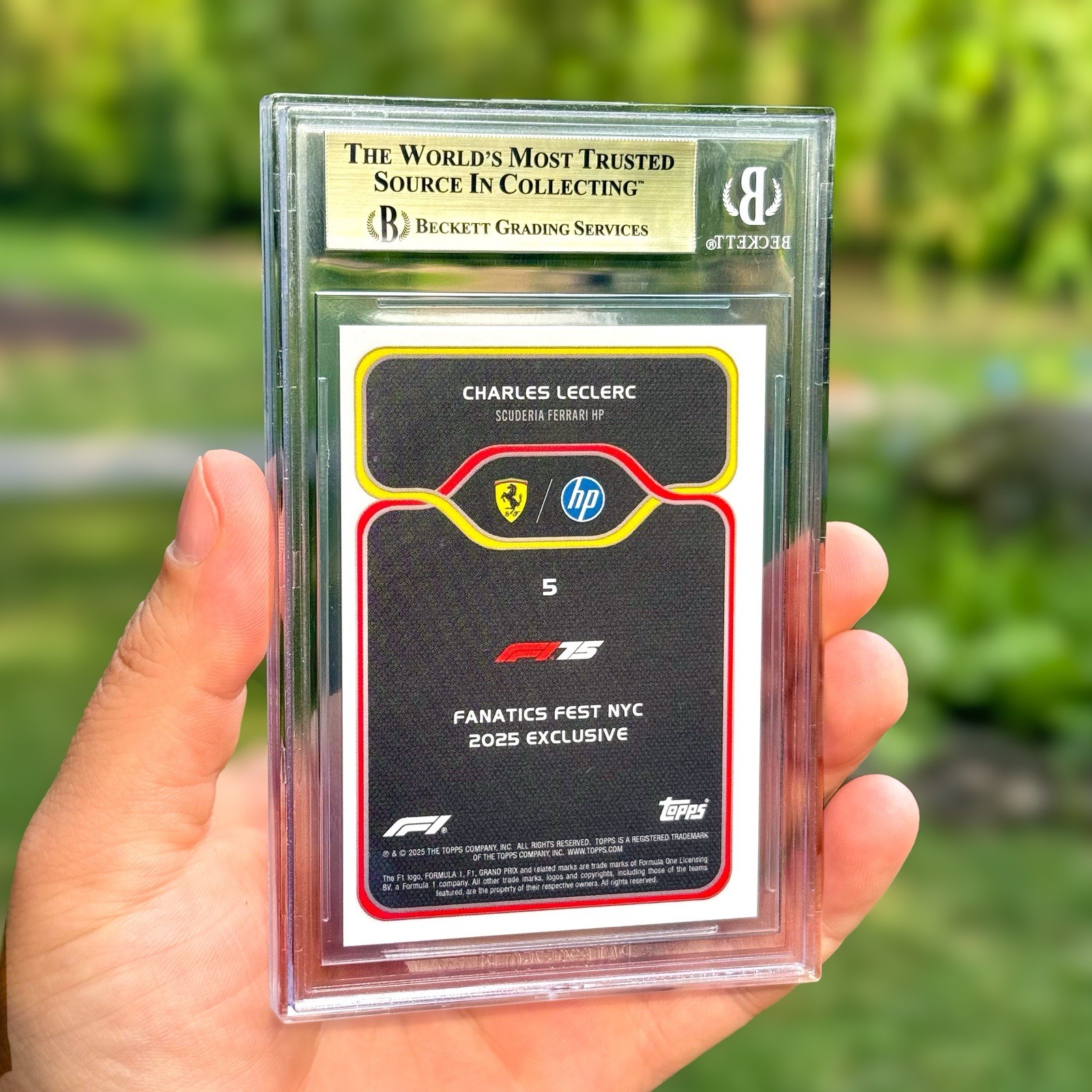 2025 Topps F1 Fanatics Fest NYC Charles Leclerc Taxi Check Gold #/50 BGS 9.5