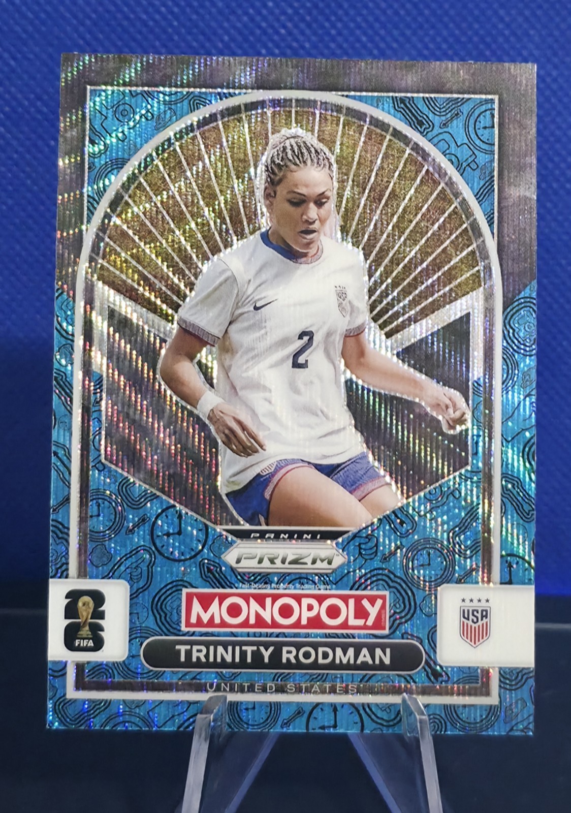 2026 Panini Monopoly Prizm FIFA World Cup 94 Trinity Rodman Blue Wave Prizm
