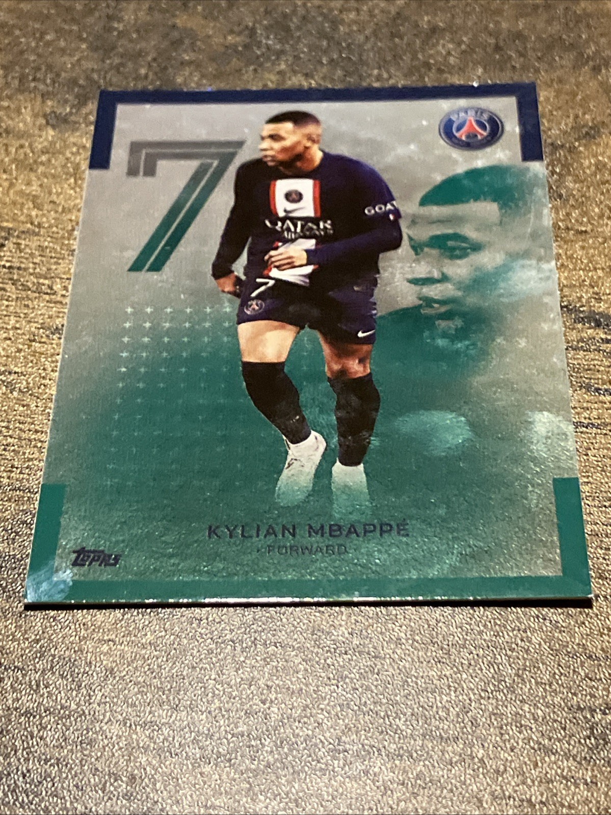 2023 TOPPS Kylian Mbappe PSG Soccer Refractor Card Near Mint Green /175