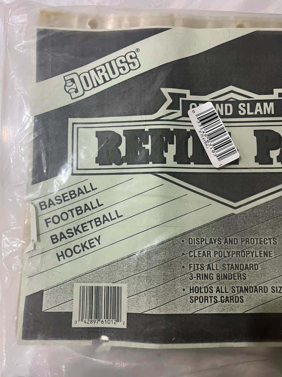 VTG Donruss Grand Slam Polypropylene 9 Pocket Sports Card Album Pages 250 Sheets