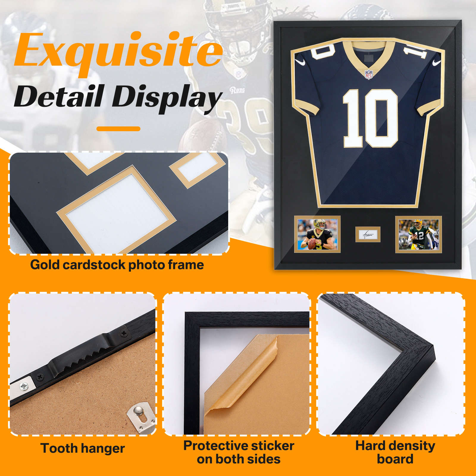 Jersey Frame with UV Glass & Signature Slot – Football Basketball Soccer (1 PCS)