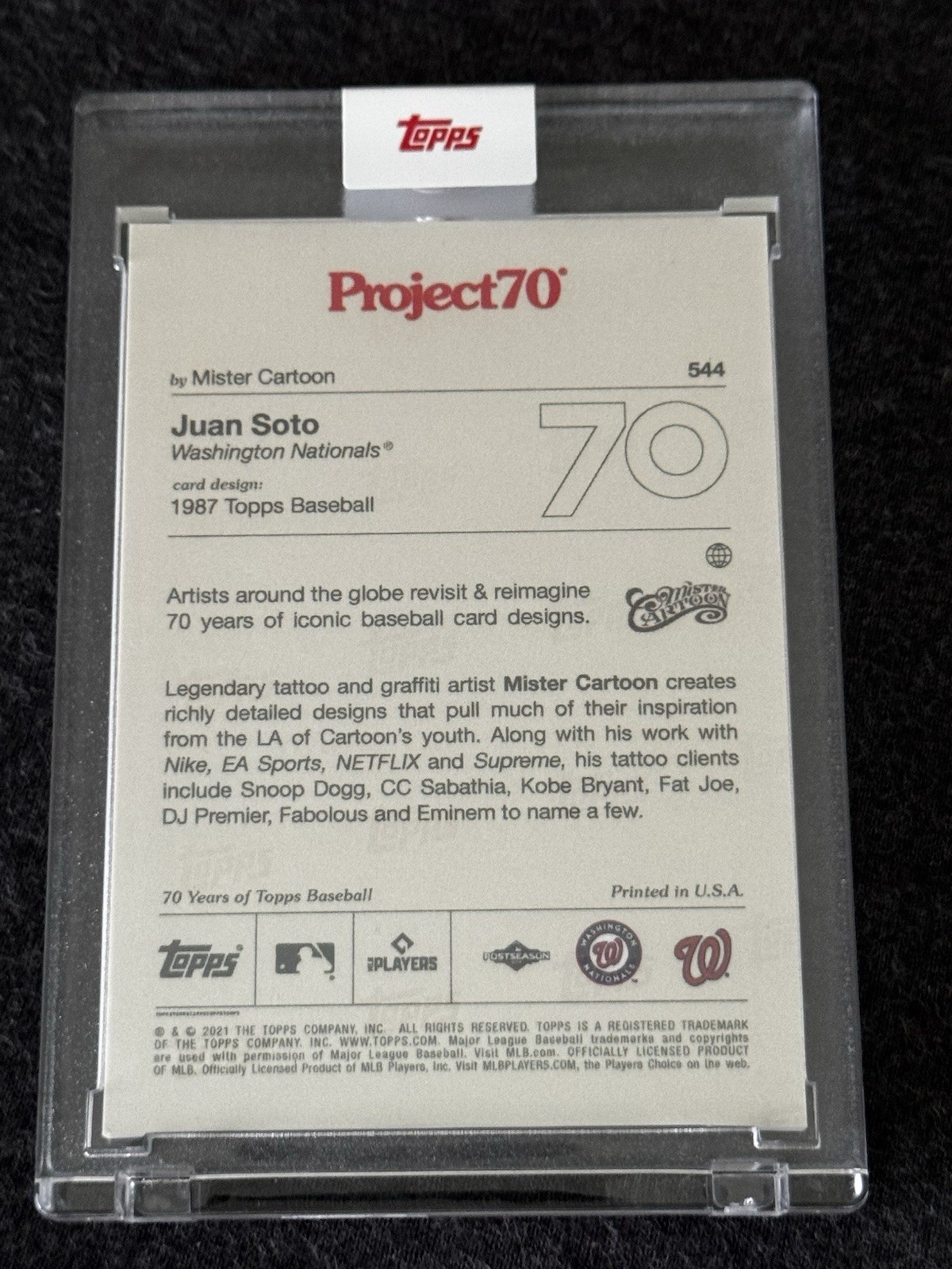 Juan Soto Project70 #544 Mister Cartoon 1987 Topps Design Nationals