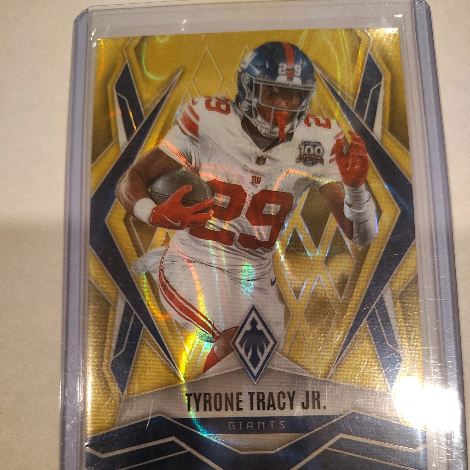2025 Panini Phoenix Yellow Parallel Tyrone Tracy Jr. #105 Serial Numbered Giants