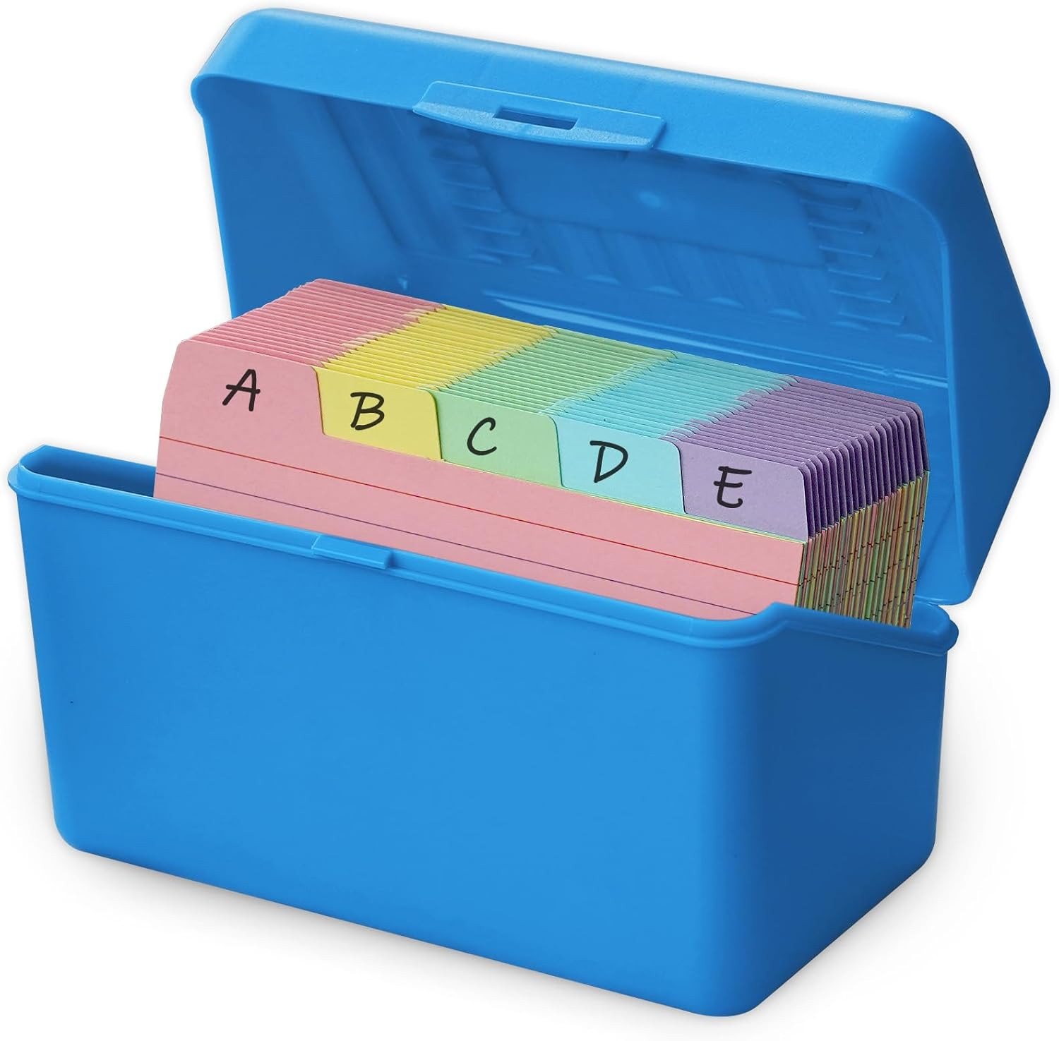 3X5 Index Card Holder Box with 100 Cards Dividers Tabs 3″X 5″, Blue