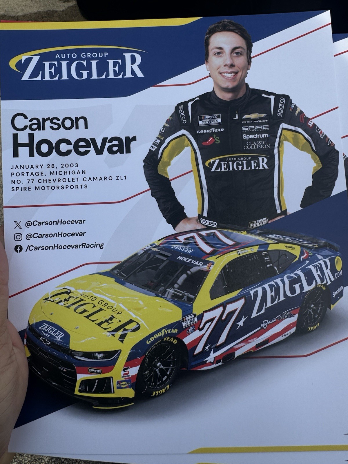 Carson Hocevar Patriotic Chicagoland 4th Of July Hero Card Post Card Exclusive