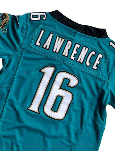YOUTH Trevor Lawrence #16 Jaguars FUSE Teal Throwback Sewn Stitched Jersey.