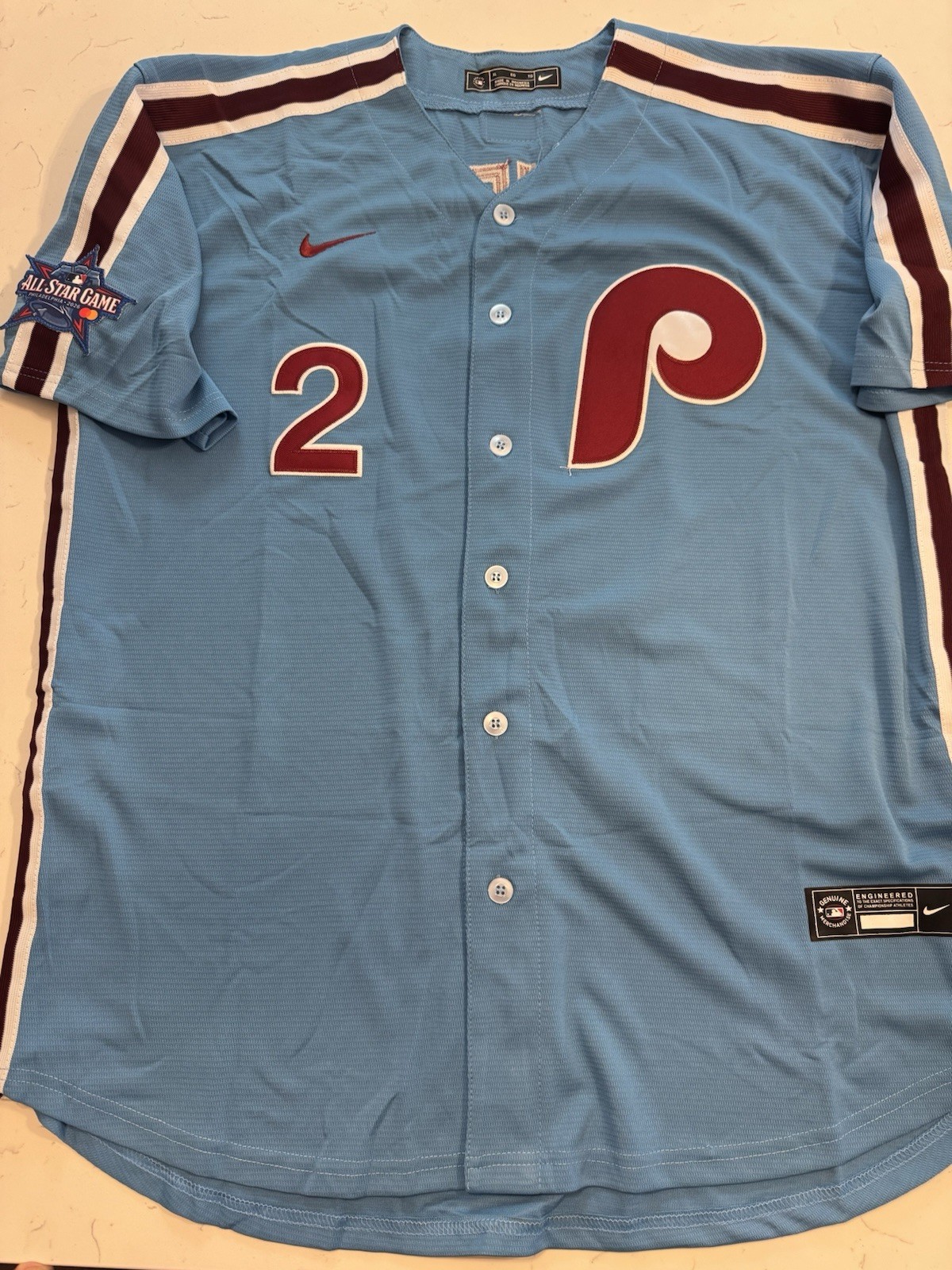 Justin CRAWFORD Philadelphia Phillies #2 Powder Blue Jersey Adult All SIzes