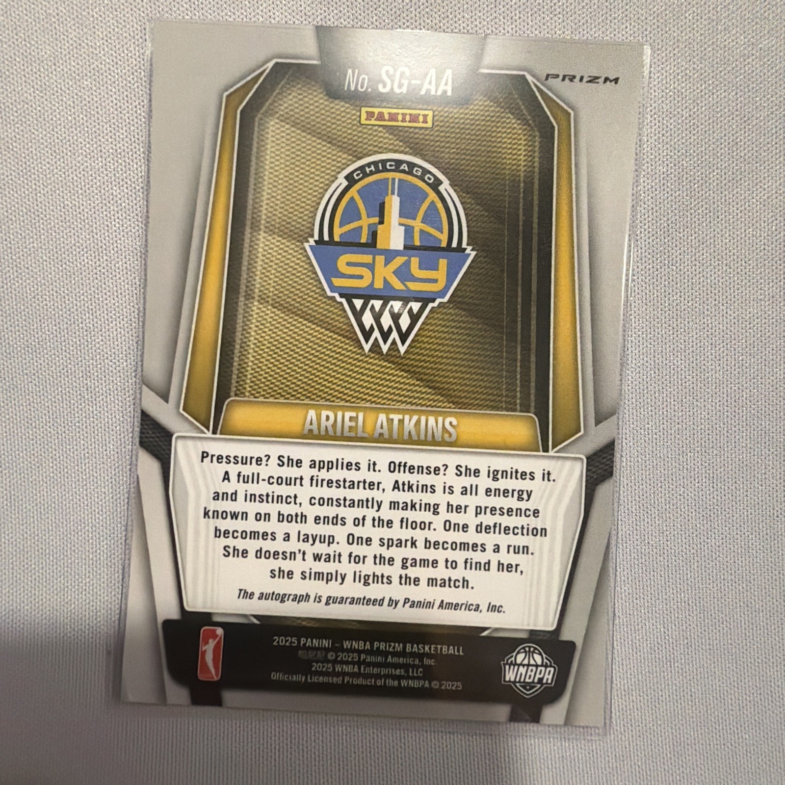 2025 Panini Prizm WNBA – Signatures Ariel Atkins #SG-AA Green Prizm (AU)