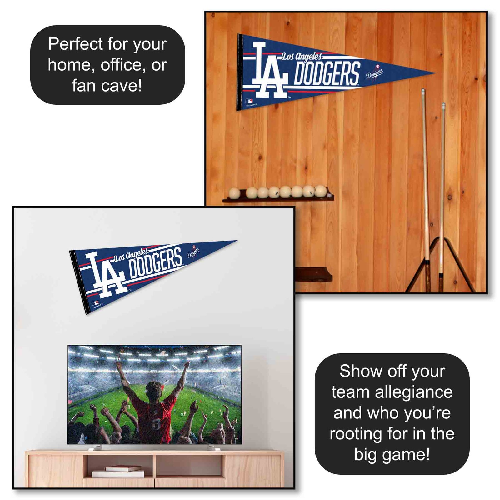 LA Dodgers MLB 12 in X 30 in Pennant