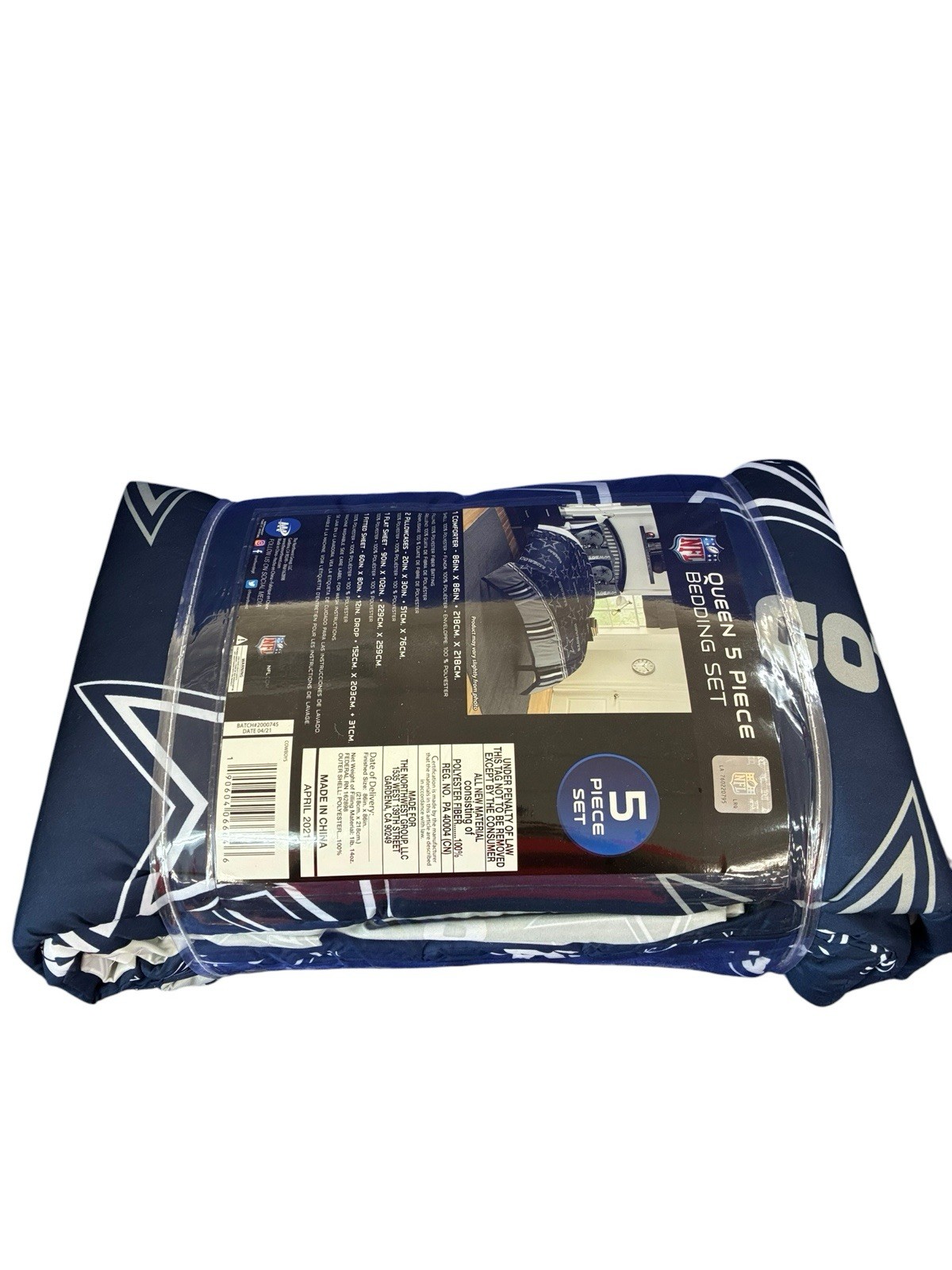 Northwest NFL Dallas Cowboys Rotary Queen Bed in Bag Set 5 PCS W/ Sheets Bedding