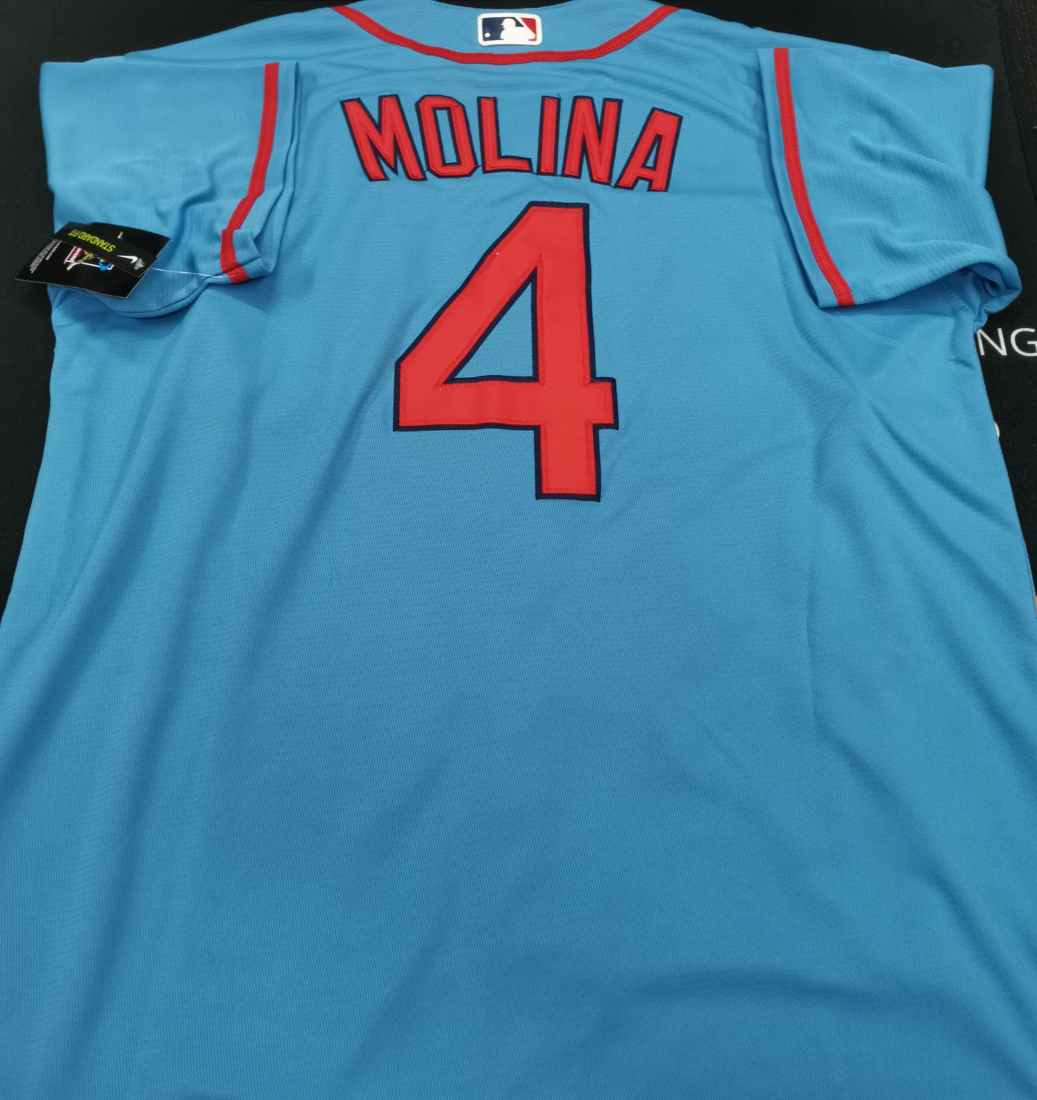 Yadier Molina #4 Cardinals Light Blue Cool Base Sewn Stitched Jersey.