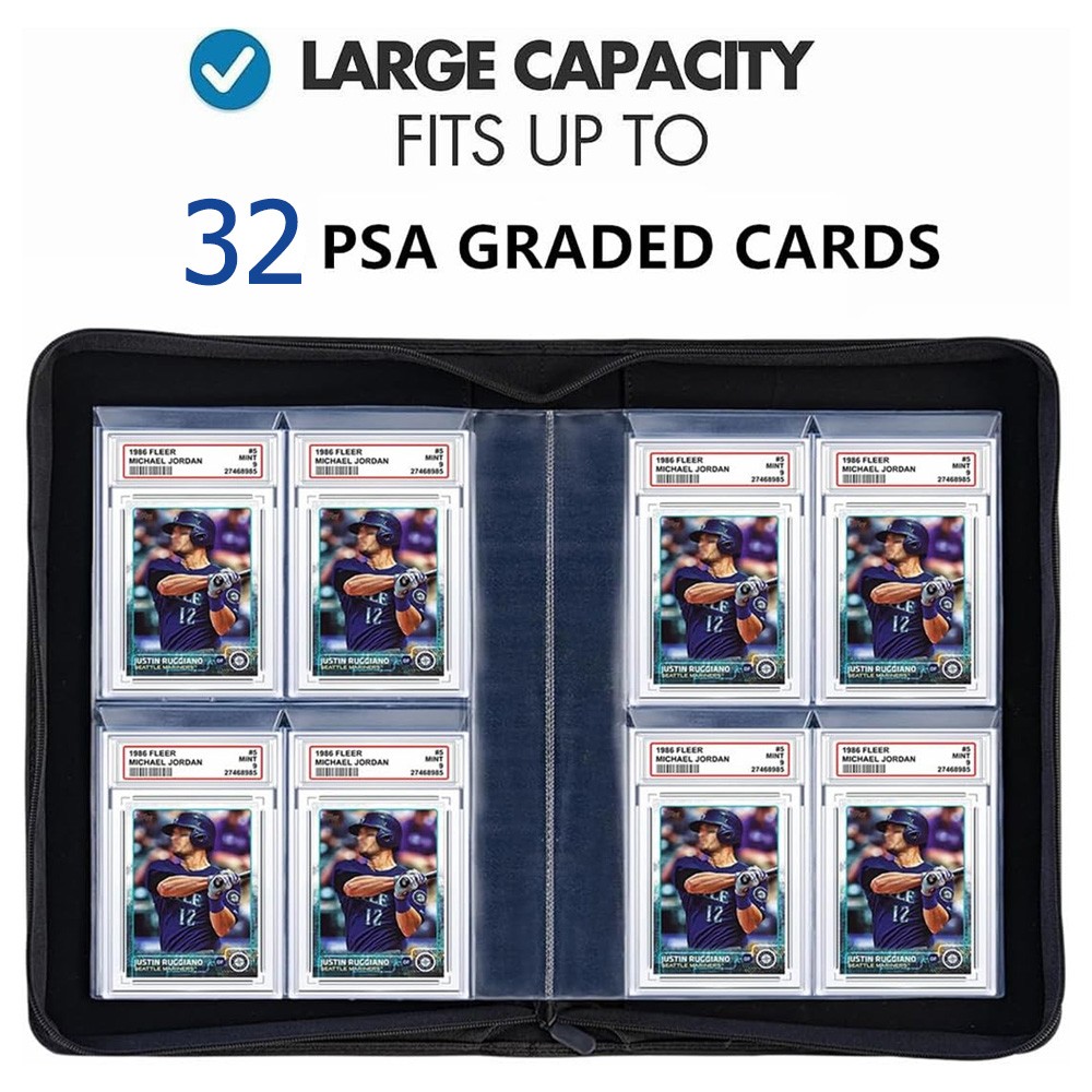 Graded Card Binder, Holds 32 PSA Slabs, 4 Pocket Slab Binder for PSA CGC CSG…